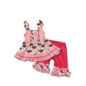 Ruffles by Tutu and Lulu 2 pc Girl's Flamingo Set - Size 2T - Excellent!